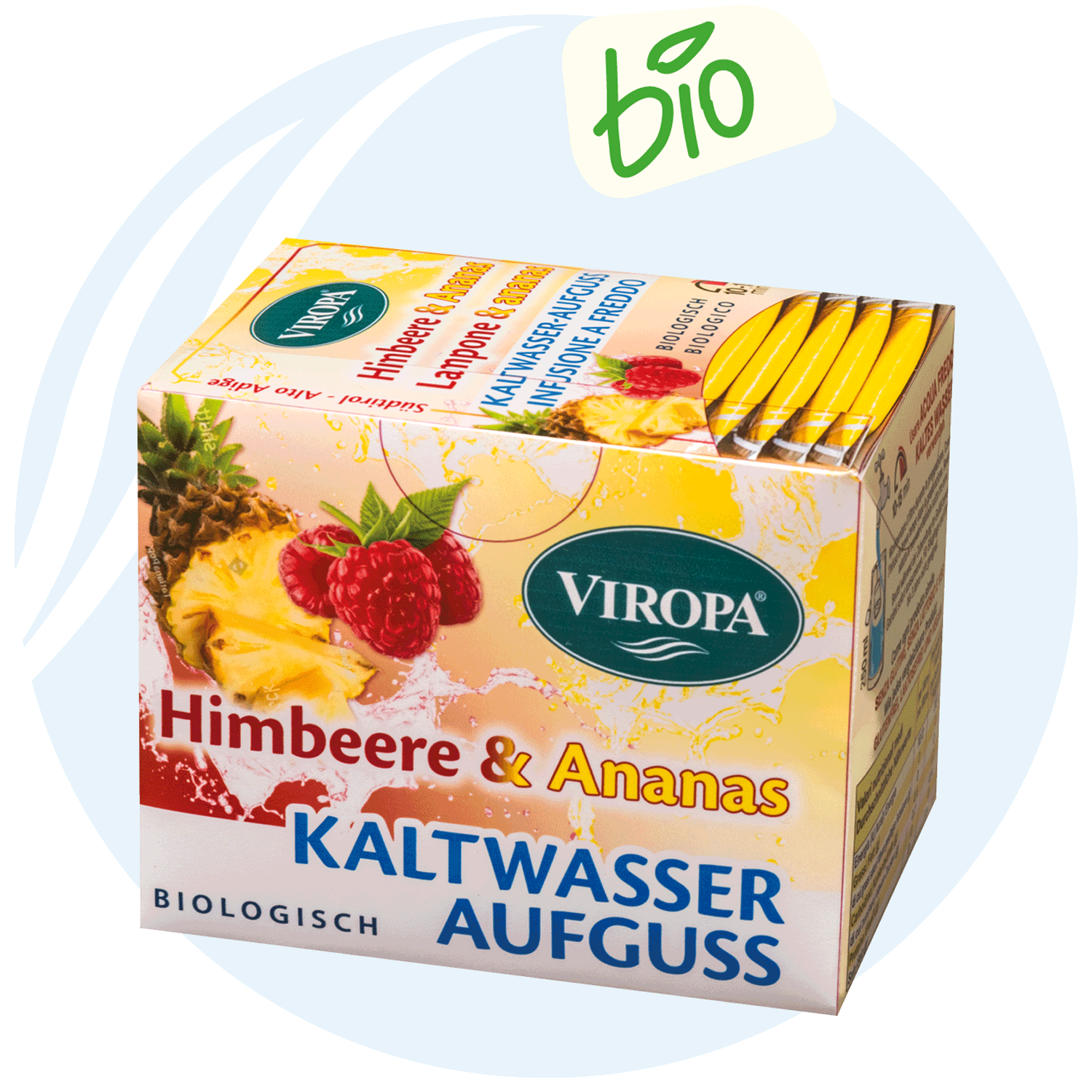 Biologischer Kaltwasser Aufguss Tee mit Himbeer und Ananas