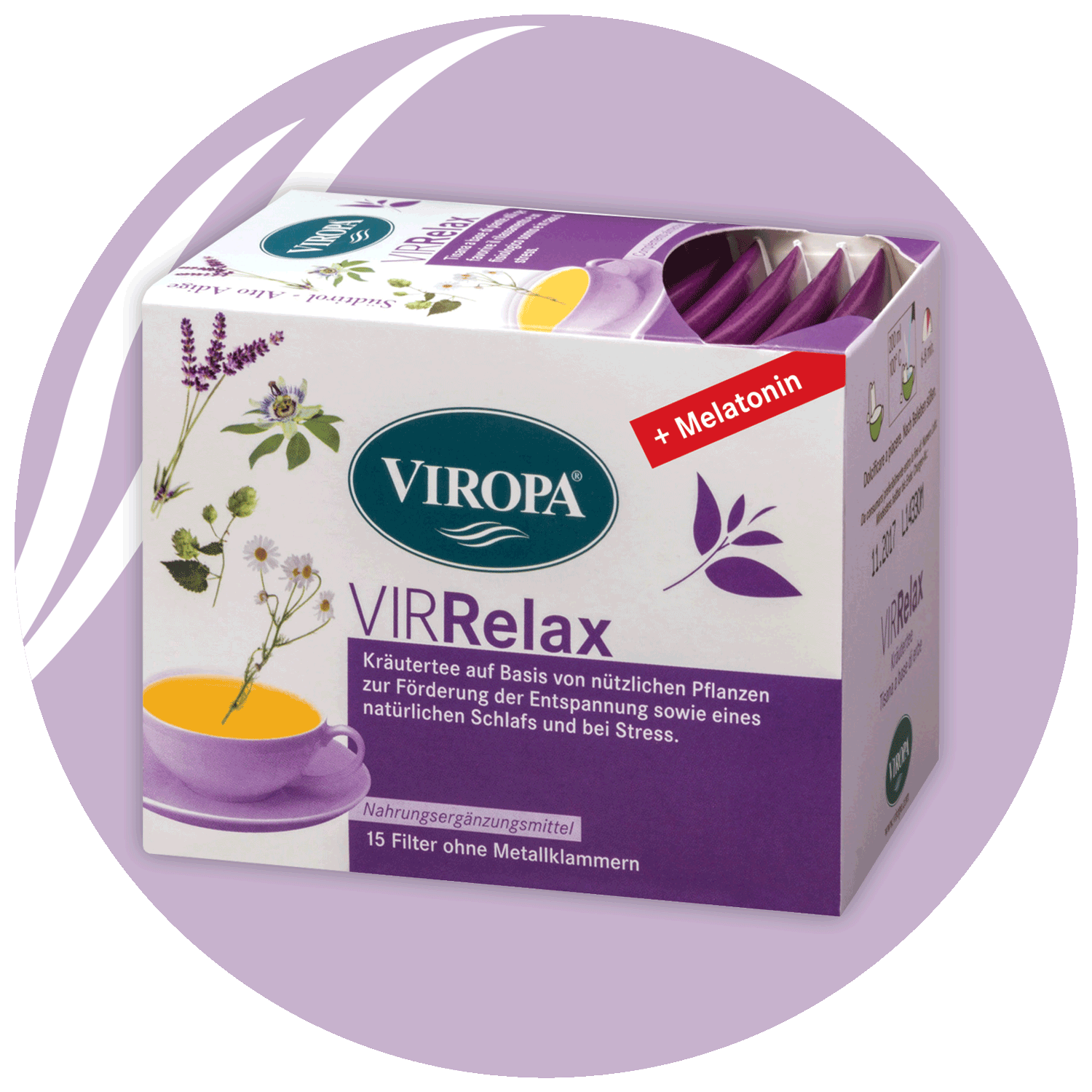 Virrelax Kräutertee auf Basis von nützlichen Pflanzen zur Förderung der Entspannung